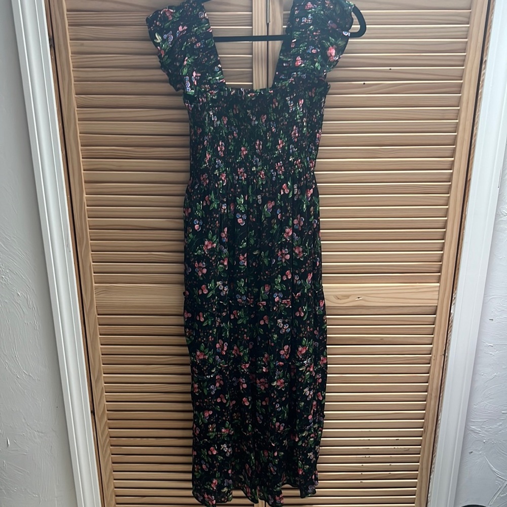 Long floral ruffle dress
